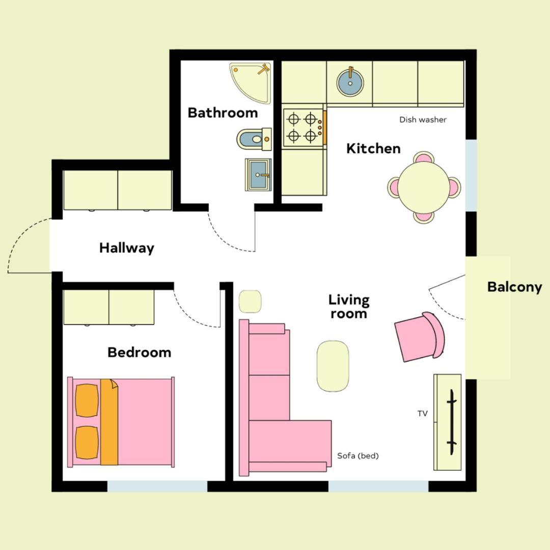 Candy-Colored Two-Room Condo With Sweet Views 赫尔辛基 客房 照片